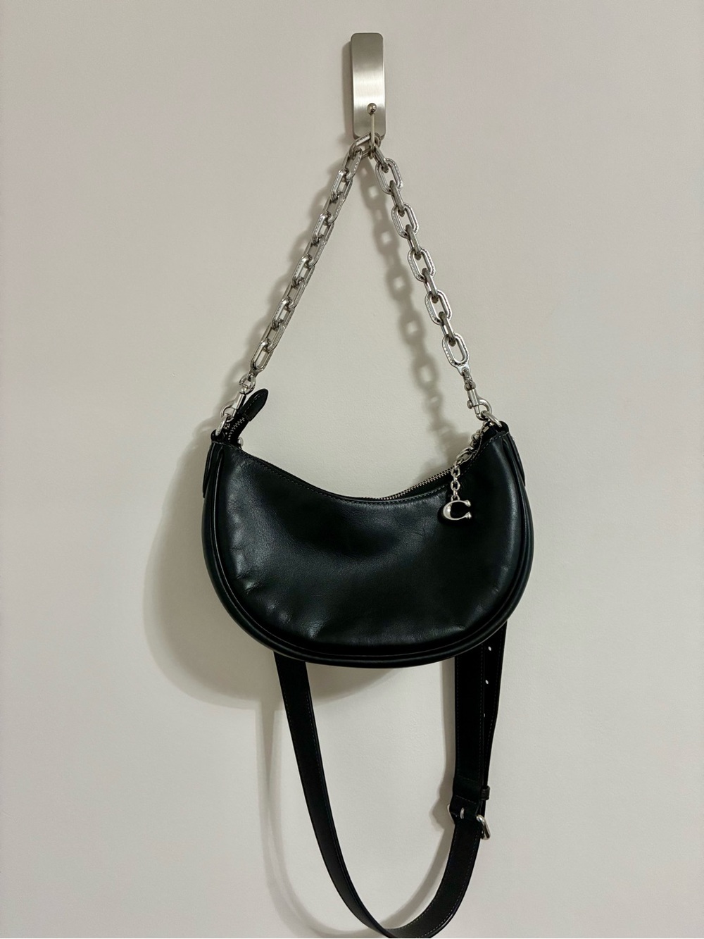 Coach Mira Black Leather Crescent Shoulder and Crossbody Bag - Picture 3 of 10
